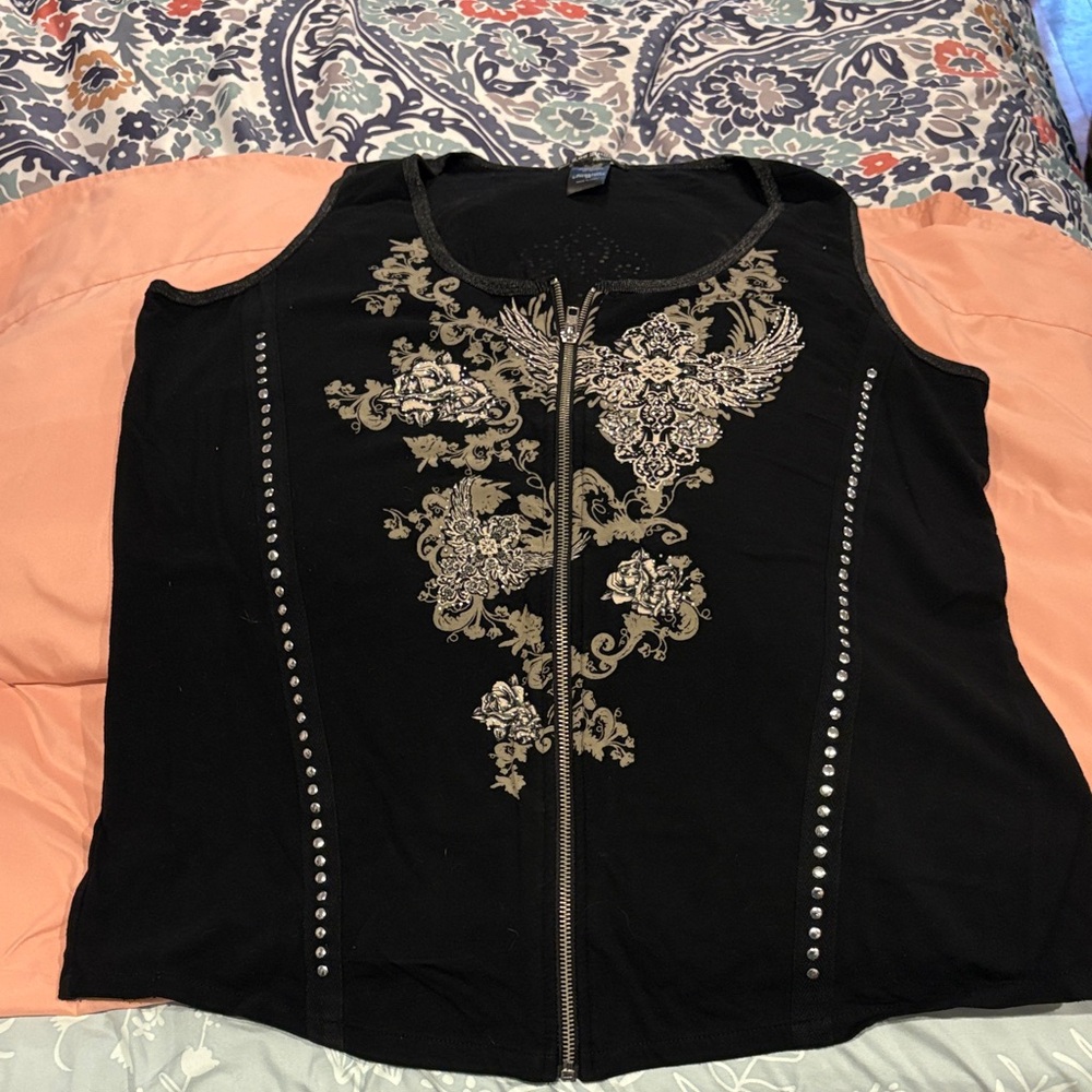 Los Angeles Apparel Black Embellished Tank Top
